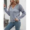 imageSHENHE Womens V Neck Pullover Sweater Scallop Trim Drop Shoulder Loose Casual Knit SweaterBlue
