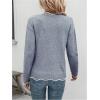 imageSHENHE Womens V Neck Pullover Sweater Scallop Trim Drop Shoulder Loose Casual Knit SweaterBlue