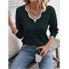 imageSHENHE Womens V Neck Pullover Sweater Scallop Trim Drop Shoulder Loose Casual Knit SweaterDark Green