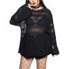 imageSHENHE Womens Plus Size Ripped See Through Bell Sleeve Sexy Grunge Distressed Sweater PulloverBlack