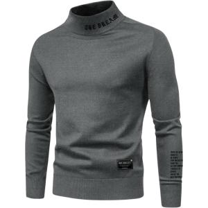 imageSHENHE Mens Sweatshirt Letter Print Mock Neck Long Sleeve Casual Pullover Sweatshirts TopDark Grey