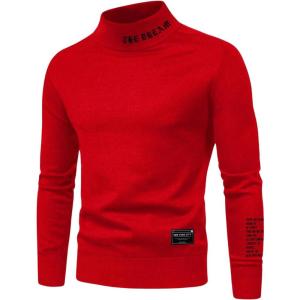 imageSHENHE Mens Sweatshirt Letter Print Mock Neck Long Sleeve Casual Pullover Sweatshirts TopRed